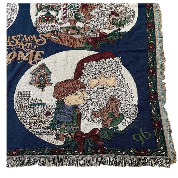 Chatham VTG tapestry woven Christmas Santa throw blanket - Picture 5 of 14